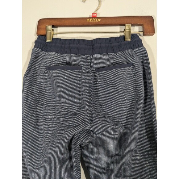 Athleta Pants Women 0 Bali Blue Striped Linen Cropped Relaxed Jogger Lagenlook - Picture 3 of 10